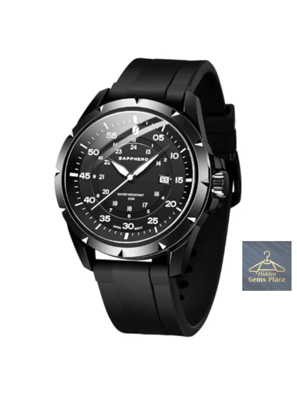 Silicone Strap Quartz Watch with Date Display Luminous Waterproof Men's Wrist